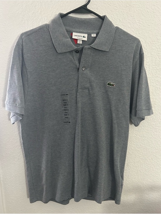 Lacoste Other - Lacoste Men's Grey Pique Polo with Green Crocodile Logo